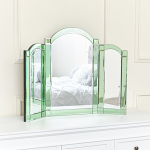 Green Glass Triple Mirror