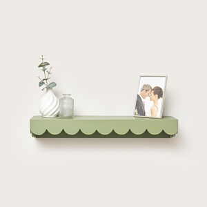 Green Scalloped Wall Storage Shelf