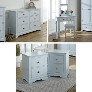 Grey Bedroom Furniture, Large Chest of Drawers, Dressing Table Set & Bedside Tables - Newbury Grey Range