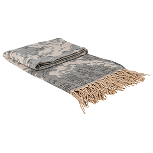 Grey & Cream Natural Waves Design Cotton Throw - 160cm x 136cm