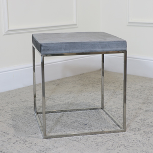 Grey Velvet & Silver Dressing table Stool 