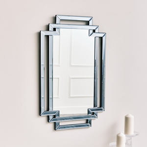 Grey Glass Art Deco Rectangle Wall Mirror