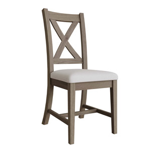 Grey Oak Cross Back Chair With Fabric Seat - Rutland Range