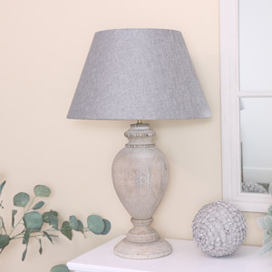 Grey Washed Wooden Lamp