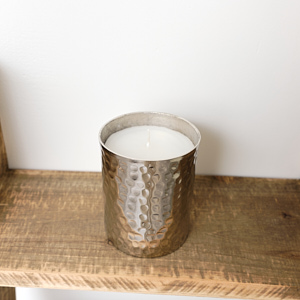 Hammered Silver Filled Candle Pot - 10cm