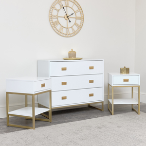 White Chest of Drawers and Pair of Bedside Tables - Elle...