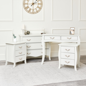 Large 3 Drawer Chest of Drawers, Console Table / Dressing Table & Pair of Bedside Tables