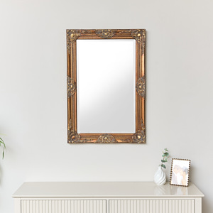 Large Antique Gold Ornate Rectangle Wall Mirror 81cm x 55cm