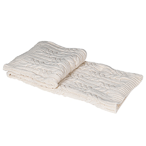 Large Beige Braid Design Knitted Throw - 160cm x 150cm