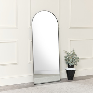 Large Black Arched Leaner Mirror