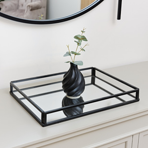 Large Black Mirrored Tray
