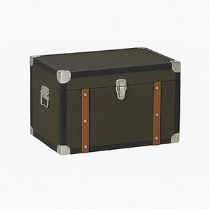 Large Black & Orange Wood Trim Storage Box / Trunk