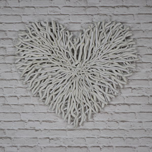 Large Cream Twig Heart Wall Art