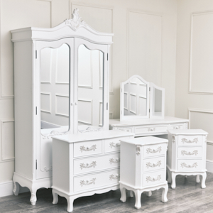 Wooden wardrobe on sale with dressing table