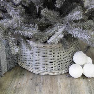 Large Grey Wicker Tree Skirt - 60cm