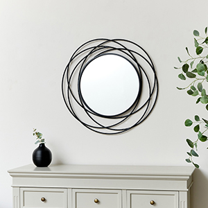 Black Swirl Wall Mirror - 70cm x 70cm