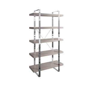 Large Oak Grey And Chrome Storage Shelf / Bookcase  - Ezra Range