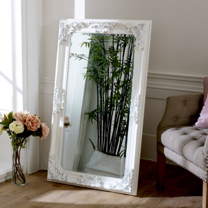 Large Ornate White Wall/Leaner Mirror 176cm x 76cm