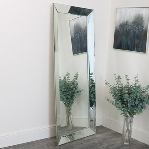 Large Pewter Bevelled Wall/ Floor Mirror 76cm x 185cm