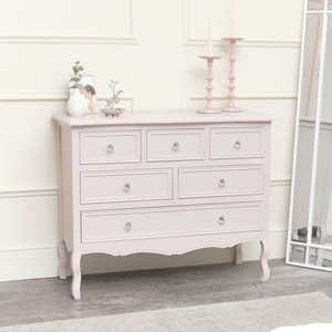 Large Pink 6 Drawer Chest of Drawers