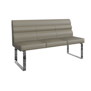 Large Retro Taupe Dining Bench With Back - Aria Range