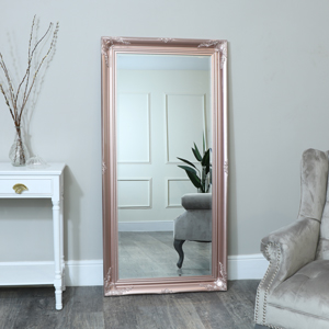 Large Rose Gold Pink Ornate Wall/Floor Mirror