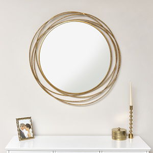 Large Round Antique Gold Mirror