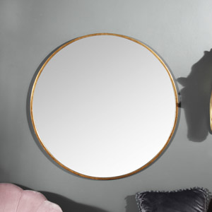 Large Round Gold Framed Wall Mirror