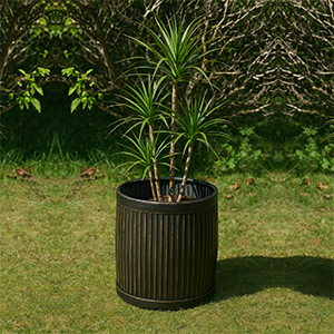 Large Round Distressed Black Planter