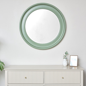 Large Round Sage Green Wall Mirror