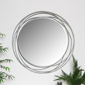 Large Round Silver Swirl Mirror