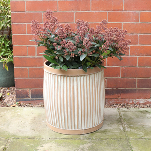 Large Round Textured Stone Effect Planter 
