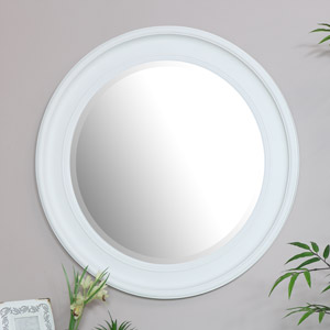 Large Round Vintage White Wall Mirror 80cm x 80cm