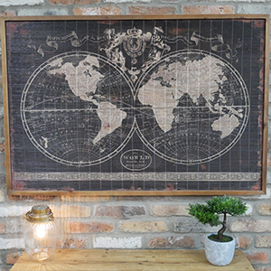 Large Rustic World Map Canvas Print 120cm x 80cm