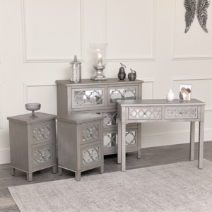 Silver Chest, Console / Dressing Table & Pair of Bedside Tables