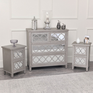 Silver Chest and Pair of Bedside Tables