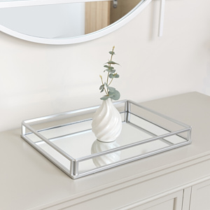 Large Silver Mirrored Tray