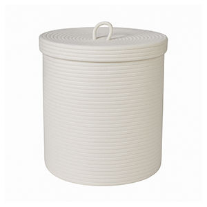 Large White Cotton Rope Lidded Laundry Basket