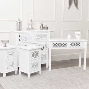 White Chest, Console / Dressing Table & Pair of Bedside Tables