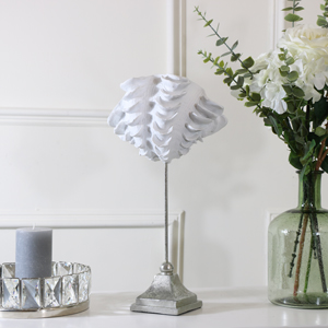 Large White Shell Sculpture On Silver Stand