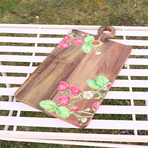 Large Wooden Strawberry Printed Serving Board - 45cm x 24cm