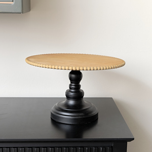 Black & Wooden Bobble Edge Cake Display Stand - 19cm