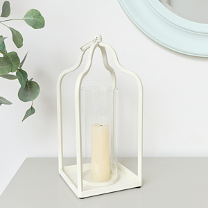 Cream Metal Candle Light Lantern