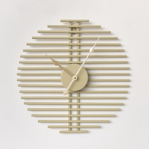 Khaki Green & Gold Line Detailed Wall Clock 40cm x 40cm