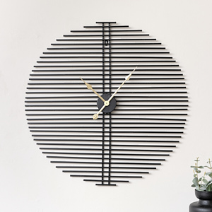 Large Black & Gold Line Detailed Wall Clock 80cm x 80cm