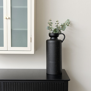 Large Black & Gold Speckled Jug Vase - 42cm