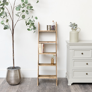 Large Rustic Wooden Ladder Shelf - 120cm