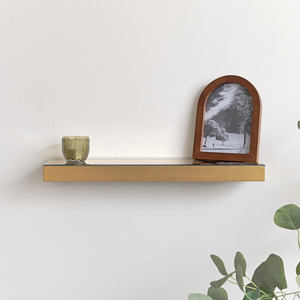 Champagne With Gold Edge Mirrored Floating Wall Shelf