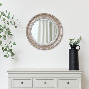 Round Rustic Wooden Wall Mirror 65cm x 65cm