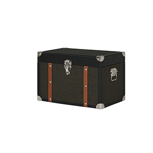 Medium Black & Orange Wood Trim Storage Box / Trunk